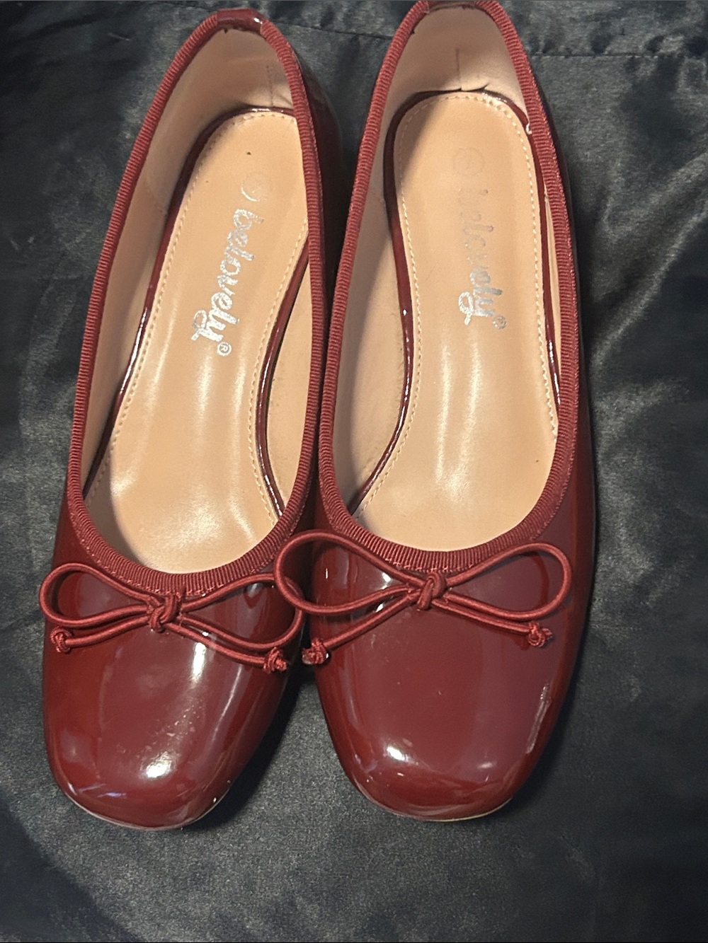Leather red Patent Ballet Flats with Bow